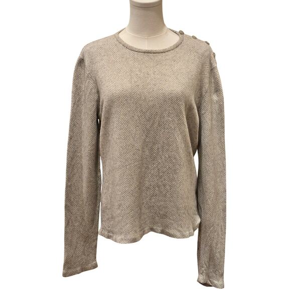 Lauren Ralph Lauren VTG Silk Cashmere Herringbone Gray White Lightweight Medium - Picture 1 of 10